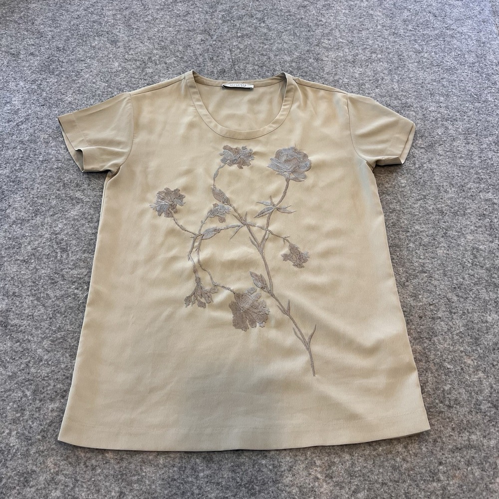 All Saints Womens Floral Beige Nathalia Casual Tee T Shirt Size 2